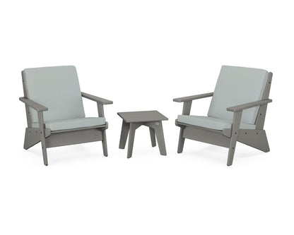 POLYWOOD® Riviera Modern Lounge 3-Piece Set in Slate Grey / Spa