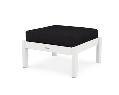 Martha Stewart by POLYWOOD® Chinoiserie Deep Seating Ottoman in White / Midnight Linen