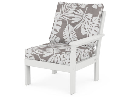 POLYWOOD® Vineyard Modular Right Arm Chair in White / Leaf Grey Mist