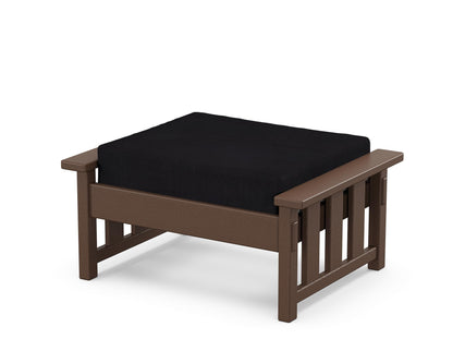 Martha Stewart by POLYWOOD® Acadia Deep Seating Ottoman in Mahogany / Midnight Linen