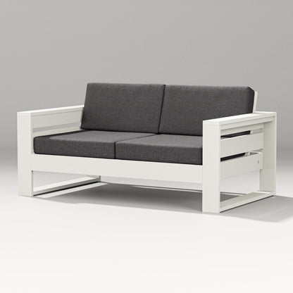 PW Designer Series Latitude Loveseat in Vintage White / Ash Charcoal
