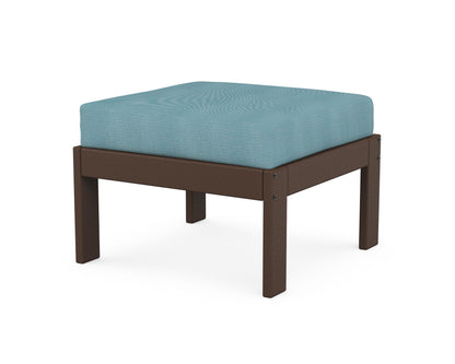 POLYWOOD® Vineyard Modular Ottoman in Mahogany / Lattice Sky Blue