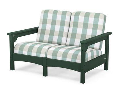 POLYWOOD® Club Loveseat in Green / Buffalo Plaid Glacier Spa