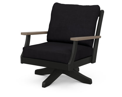 POLYWOOD® Braxton Deep Seating Swivel Chair in Black / Kona / Midnight Linen