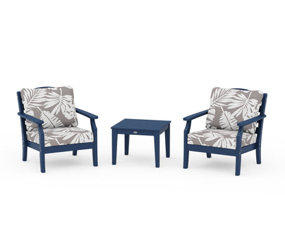 Draper James™ by  POLYWOOD® Savannah 3-Piece Deep Seating Set in Navy / Leaf Grey Mist