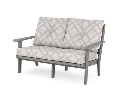 POLYWOOD® Mission Deep Seating Loveseat in Slate Grey / Trellis Dune Burlap