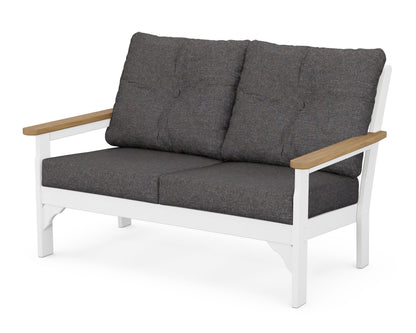 POLYWOOD® Vineyard Deep Seating Loveseat in White / Natural / Ash Charcoal