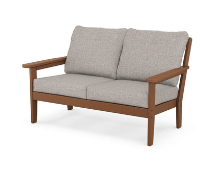 Country Living Cottage Deep Seating Loveseat in Teak / Weathered Tweed