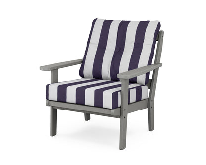 POLYWOOD® Mission Deep Seating Chair in Slate Grey / Cabana Stripe Navy