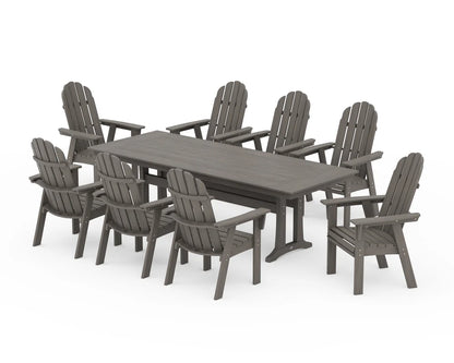 Vineyard 9-Piece Curveback Adirondack Farmhouse Dining Set with Trestle Legs