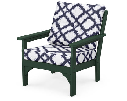 POLYWOOD® Vineyard Deep Seating Chair in Green / Trellis Navy