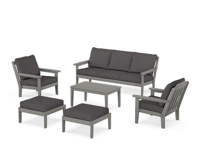 Country Living Cottage 6-Piece Lounge Sofa Set in Slate Grey / Ash Charcoal