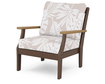 POLYWOOD® Braxton Deep Seating Chair in Mahogany / Natural / Leaf Dune Burlap