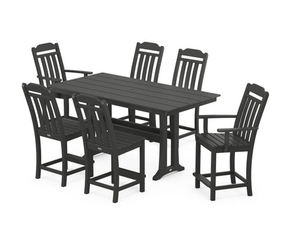 Country Living Cottage 7-Piece Farmhouse Counter Set with Trestle Legs in Black