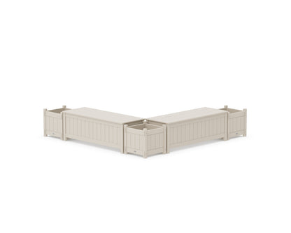 POLYWOOD® 48" Vineyard L- Shaped Planter Storage Bench Corner Set in Sand