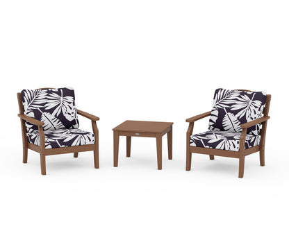 Draper James™ by  POLYWOOD® Savannah 3-Piece Deep Seating Set in Teak / Leaf Navy