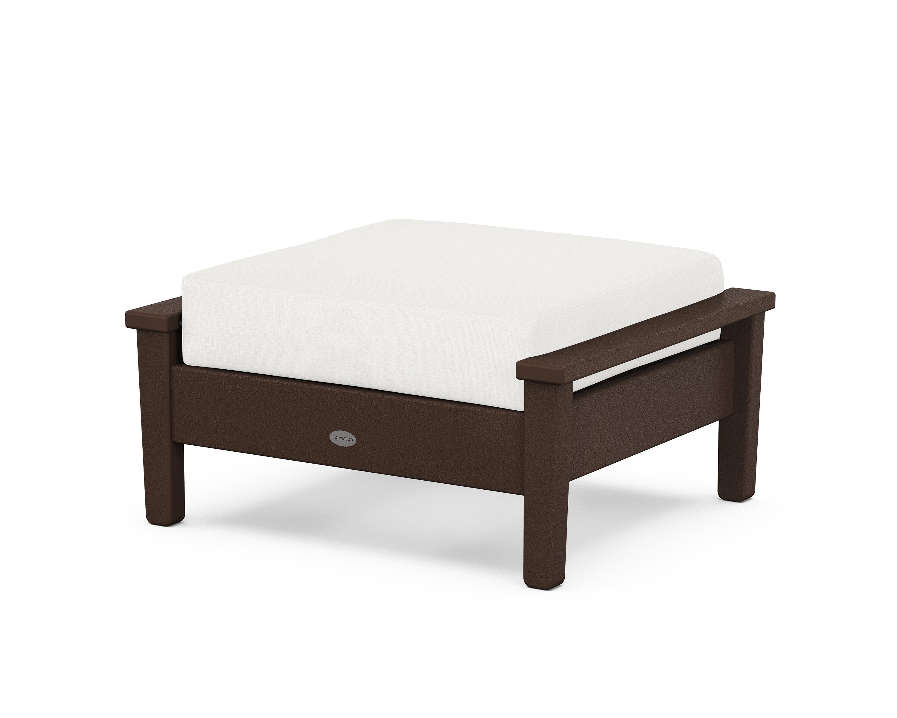 POLYWOOD® Prescott Deep Seating Ottoman in Mahogany / Natural Linen