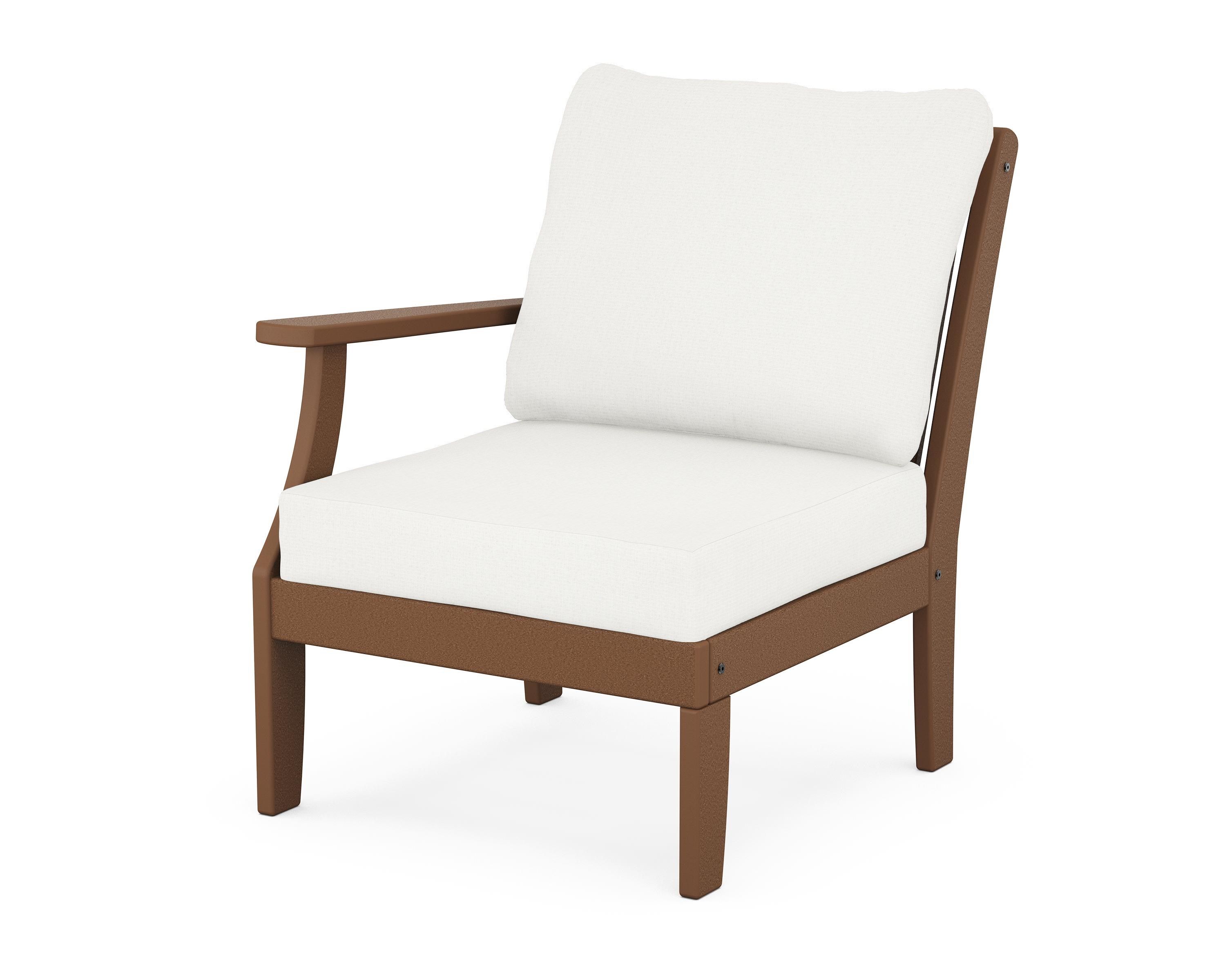 POLYWOOD® Braxton Modular Left Arm Chair in Teak / Natural Linen