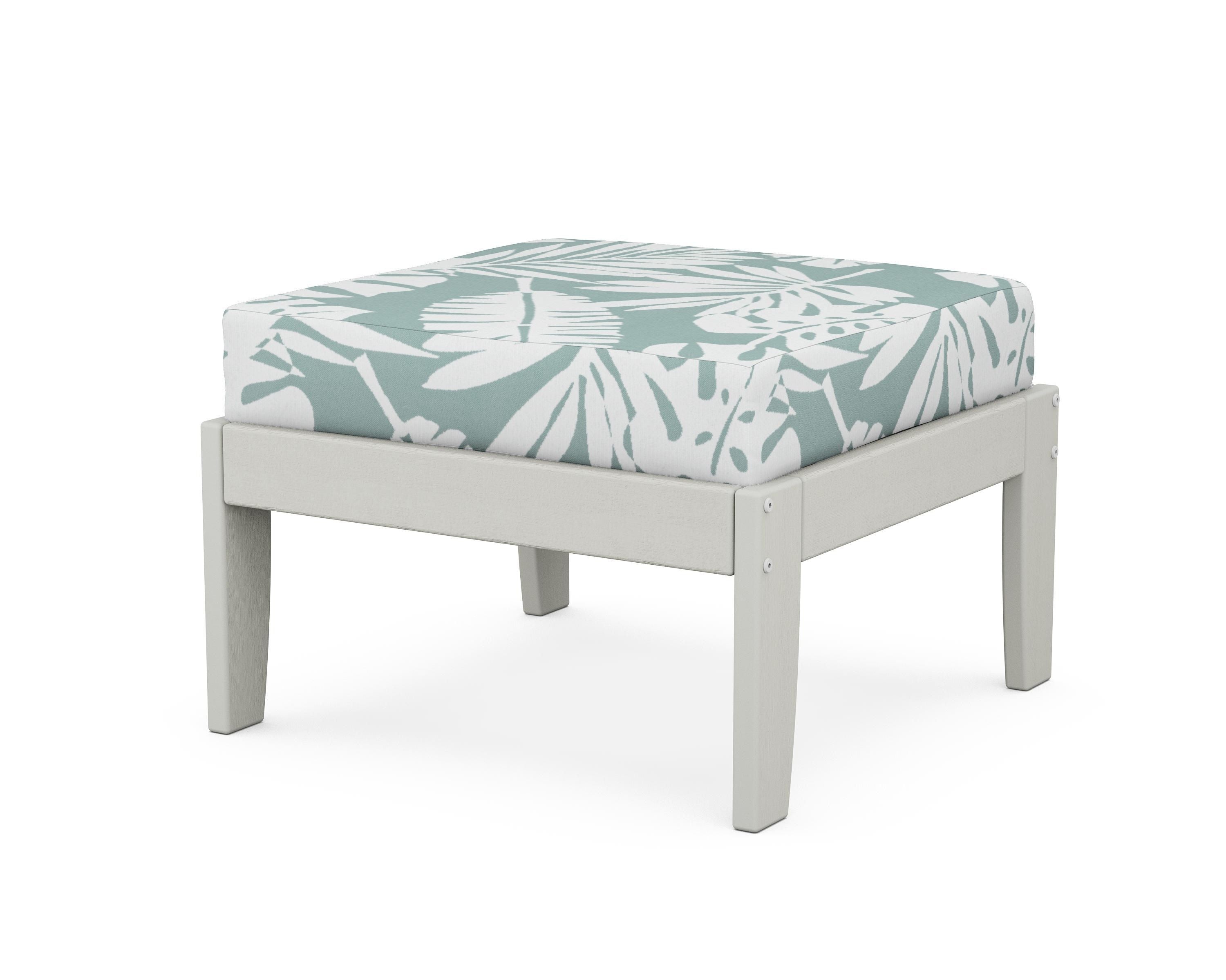 Unbranded Modular Ottoman - Classic in Vintage White / Leaf Glacier Spa