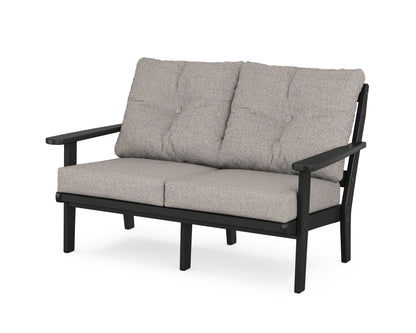 POLYWOOD® Mission Deep Seating Loveseat in Black / Weathered Tweed