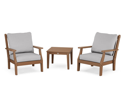 Country Living Wovendale 3-Piece Deep Seating Set in Teak / Granite