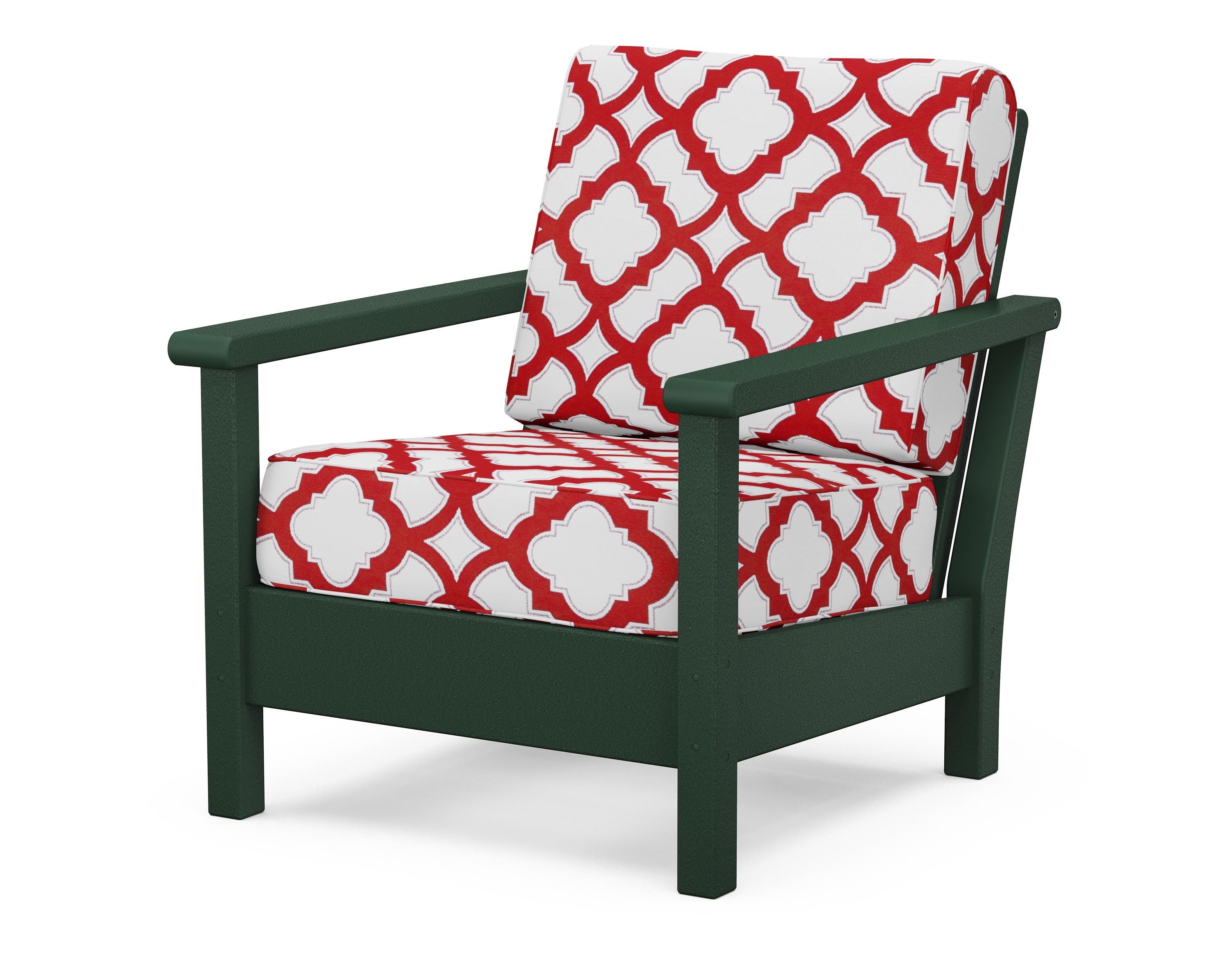 POLYWOOD® Harbour Deep Seating Chair in Green / Trellis Crimson
