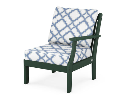 POLYWOOD® Braxton Modular Right Arm Chair in Green / Trellis Sky Blue