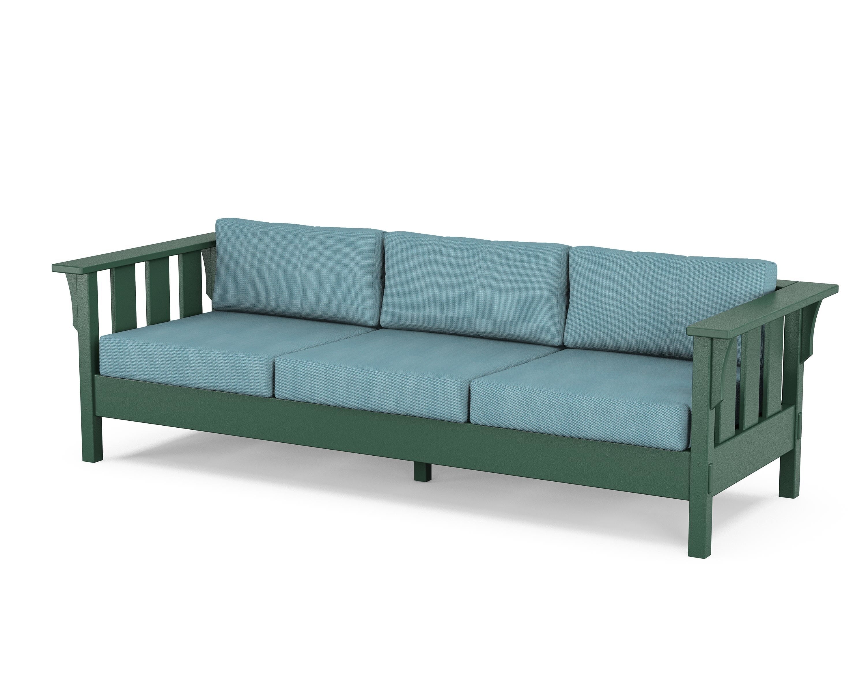 Martha Stewart by POLYWOOD® Acadia Deep Seating Sofa in Green / Lattice Sky Blue