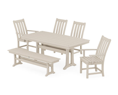 POLYWOOD® Vineyard 6-Piece Dining Set with Trestle Legs in Sand