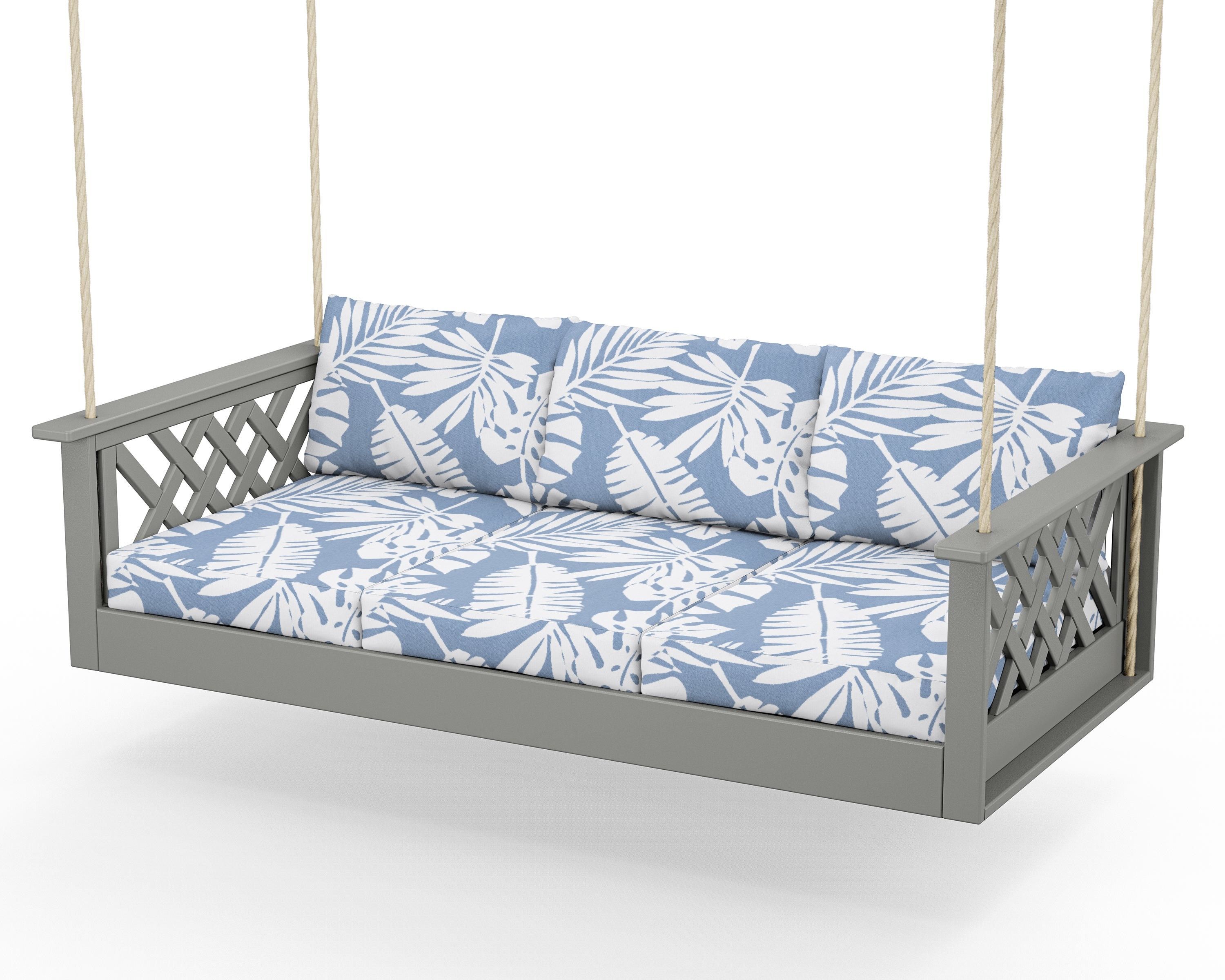 Country Living Wovendale Daybed Swing in Slate Grey / Leaf Sky Blue