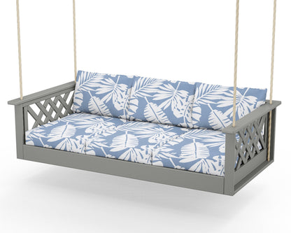 Country Living Wovendale Daybed Swing in Slate Grey / Leaf Sky Blue