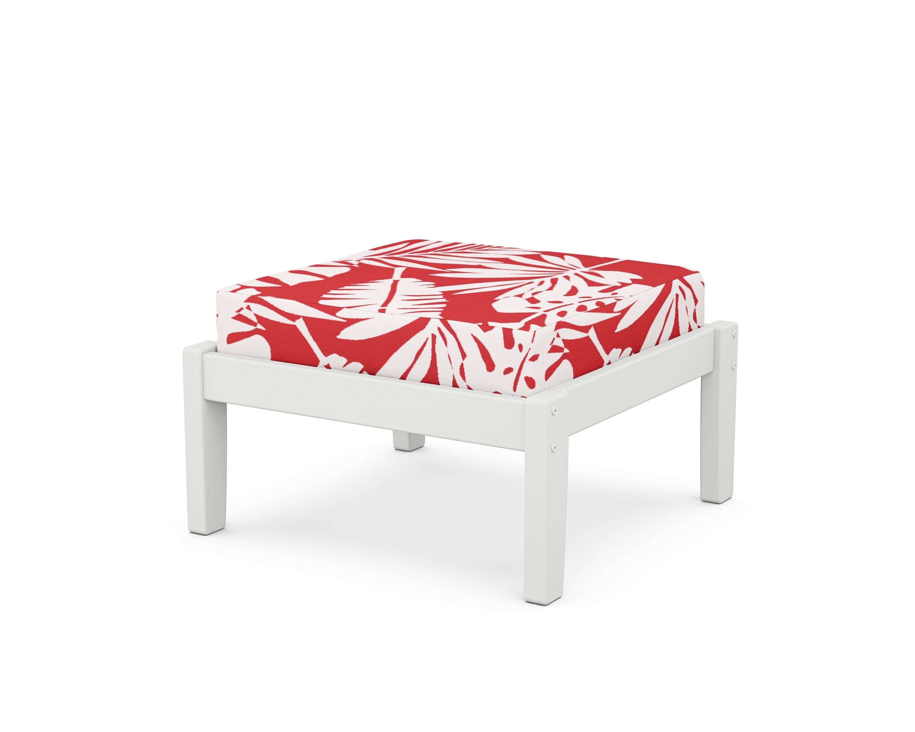 Unbranded Deep Seating Ottoman in White / Leaf Crimson