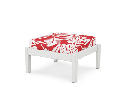 Unbranded Deep Seating Ottoman in White / Leaf Crimson