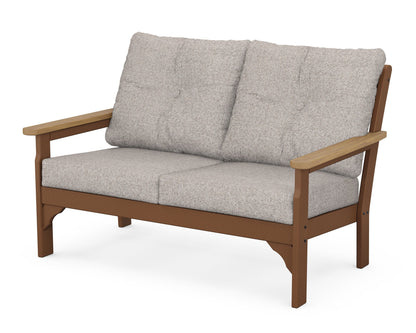 POLYWOOD® Vineyard Deep Seating Loveseat in Teak / Natural / Weathered Tweed