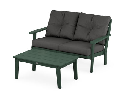 POLYWOOD® Lakeside 2-Piece Lounge Loveseat Set in Green / Spectrum Carbon