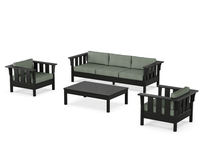 Martha Stewart by POLYWOOD® Acadia 4-Piece Deep Seating Set with Sofa in Black / Cast Sage