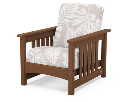POLYWOOD® Club Mission Chair in Teak / Leaf Dune Burlap