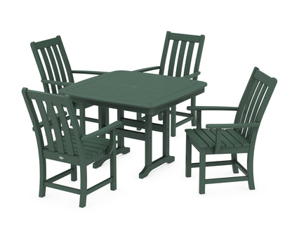POLYWOOD® Vineyard 5-Piece Dining Set with Trestle Legs in Green