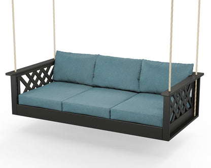 Country Living Wovendale Daybed Swing in Black / Ocean Teal