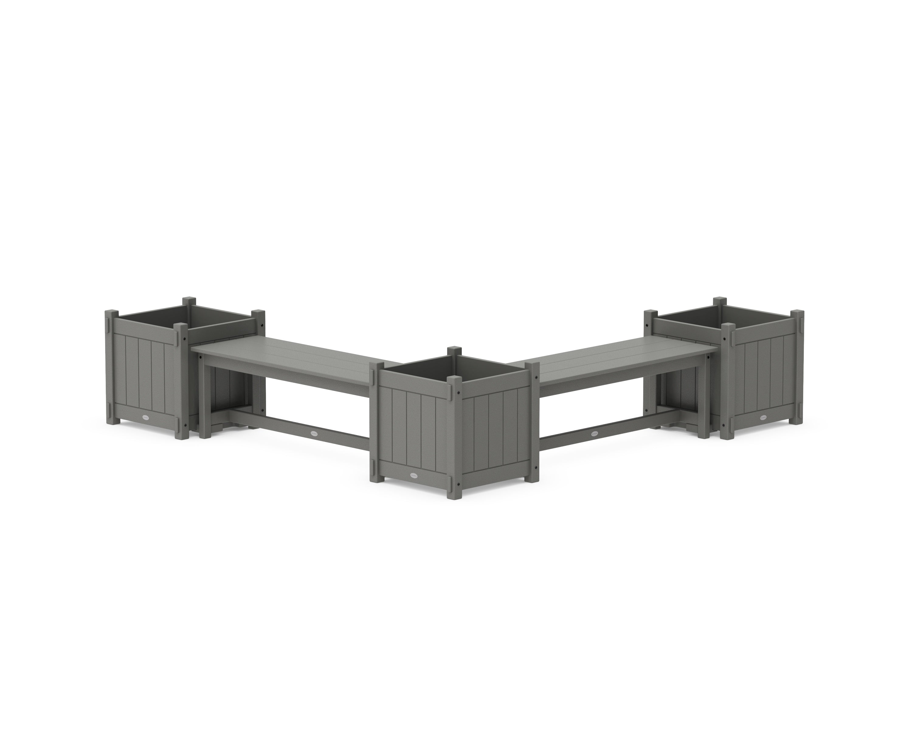 POLYWOOD® 48" Vineyard L- Shaped Planter Bench Corner Set - Large in Slate Grey