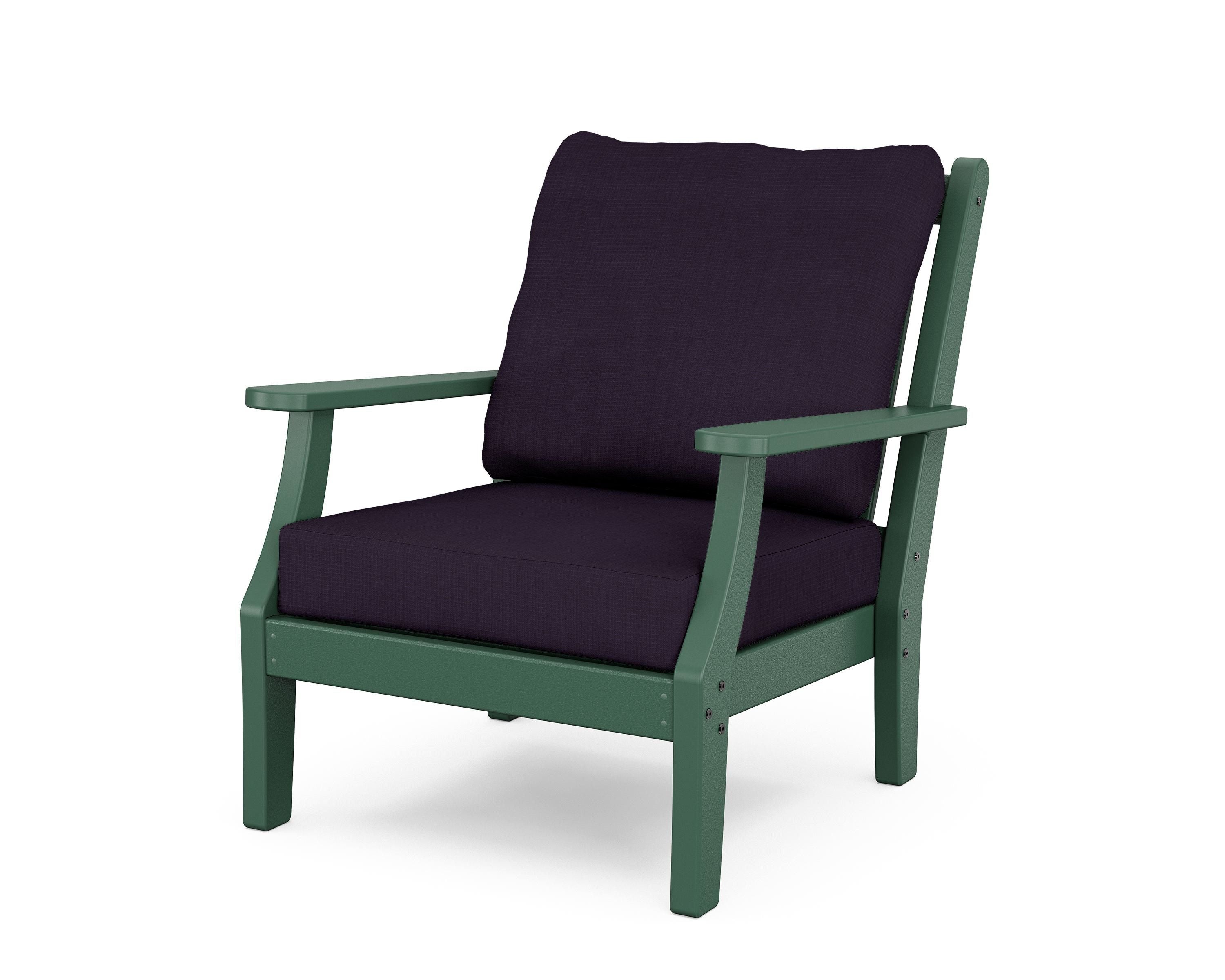 Country Living Wovendale Deep Seating Chair in Green / Navy Linen