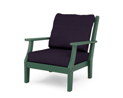 Country Living Wovendale Deep Seating Chair in Green / Navy Linen
