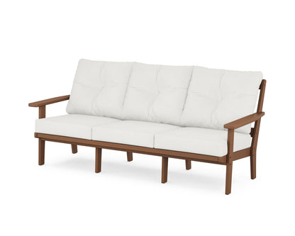 POLYWOOD® Oxford Deep Seating Sofa in Teak / Natural Linen