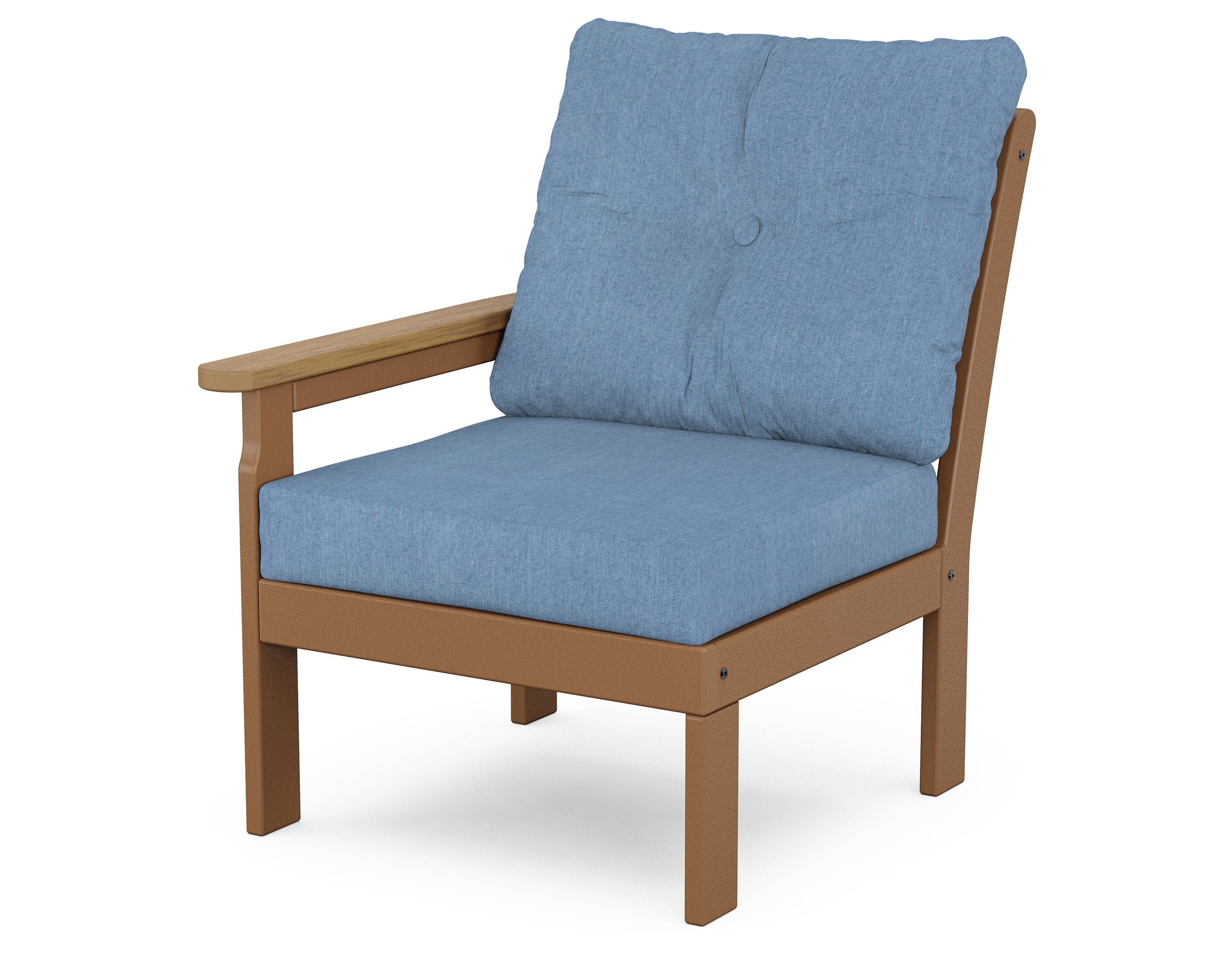 POLYWOOD® Vineyard Modular Left Arm Chair in Teak / Natural / Sky Blue