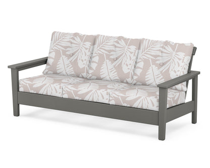 POLYWOOD® Prescott Deep Seating Sofa in Slate Grey / Leaf Dune Burlap