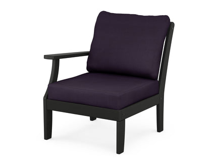 POLYWOOD® Braxton Modular Left Arm Chair in Black / Navy Linen