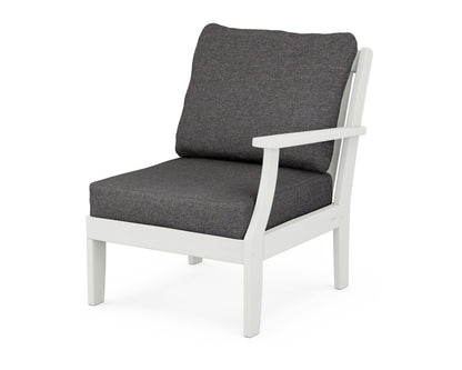 POLYWOOD® Braxton Modular Right Arm Chair in Vintage White / Ash Charcoal