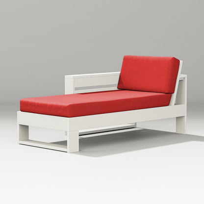 PW Designer Series Latitude Modular Left Arm Chaise in Vintage White / Crimson Linen