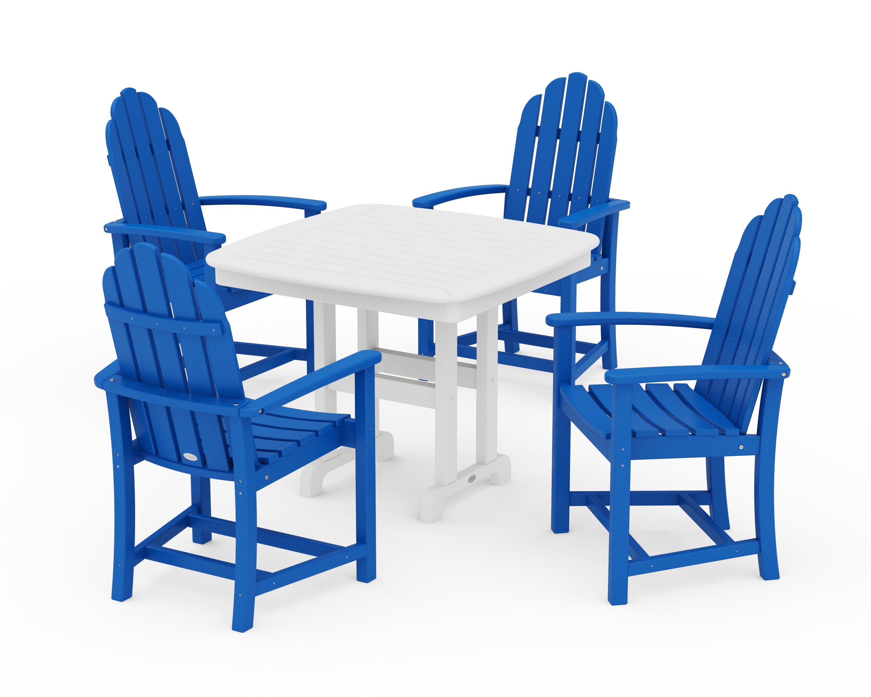 POLYWOOD® Classic Adirondack 5-Piece Dining Set in Pacific Blue / White