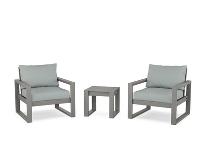 POLYWOOD® EDGE Sectional 3-Piece Deep Seating Set in Slate Grey / Spa